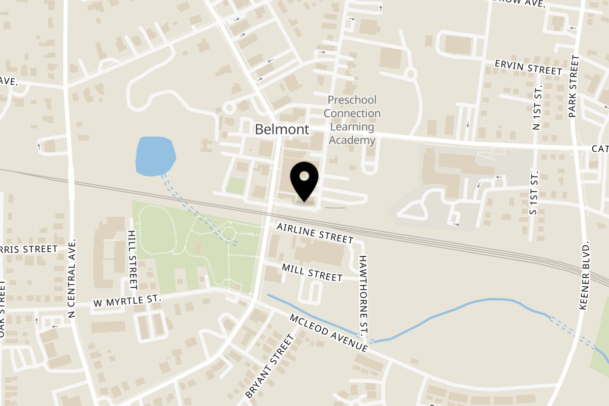 Map showing the location of Marrelli's Italian Restaurant on 33 Glenway Street in Belmont